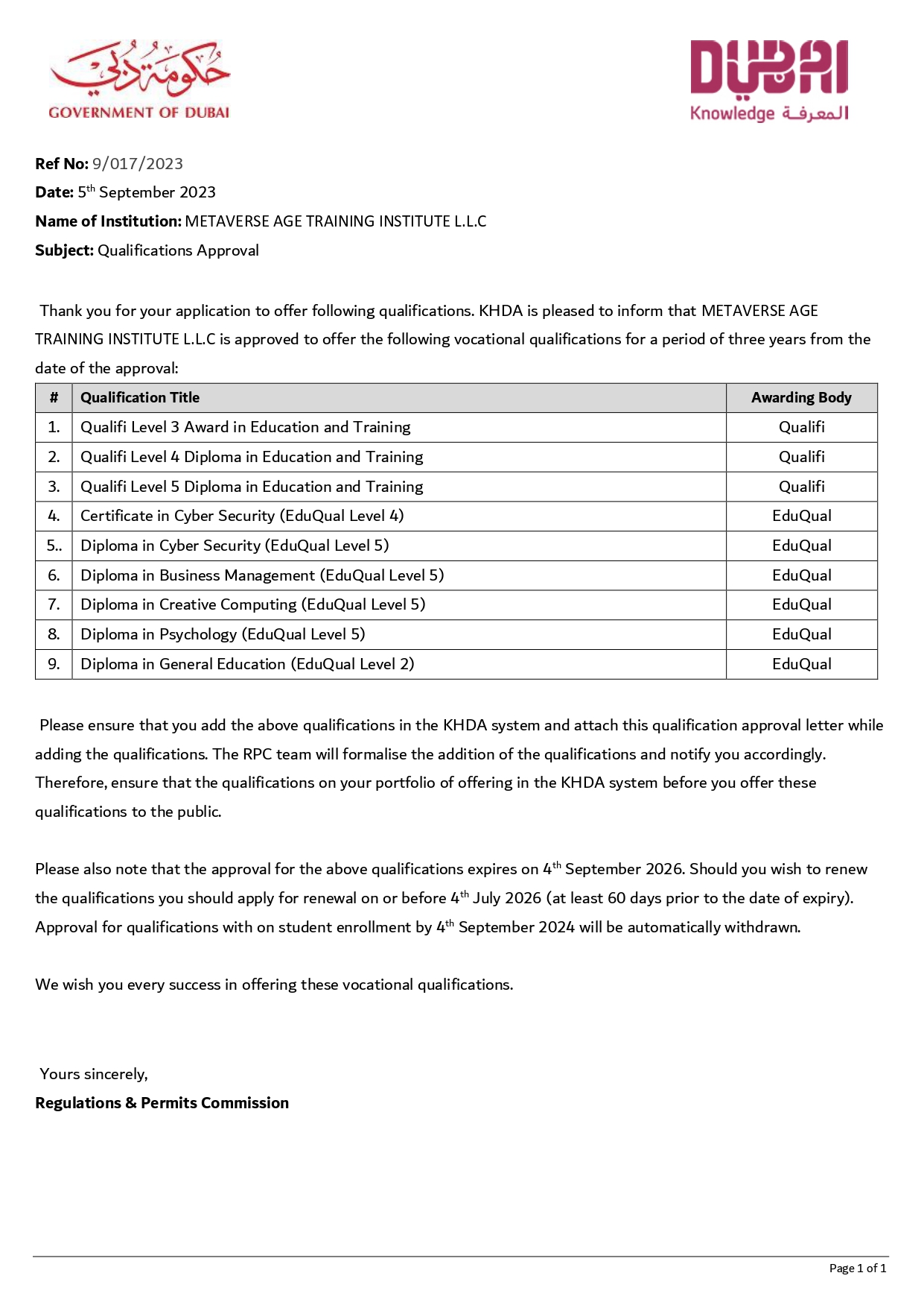 KHDA Permit 3